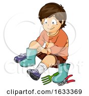 Poster, Art Print Of Kid Boy Wear Gardening Attire Illustration