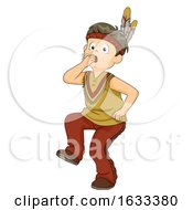Poster, Art Print Of Kid Boy Play Indian Sound Costume Illustration