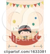 Poster, Art Print Of Kid Boy Birthday Invitation Illustration