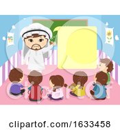 Poster, Art Print Of Stickman Kids Arab Mascot Speech Bubble Classroom