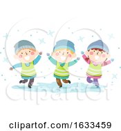 Poster, Art Print Of Kids Sweden Nature Snow Play Illustration