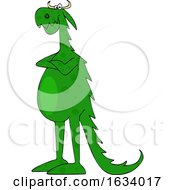 Poster, Art Print Of Cartoon Green Dragon With Folded Arms