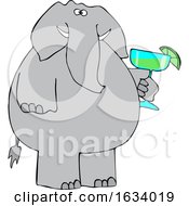 Poster, Art Print Of Cartoon Elephant Holding A Margarita