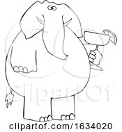 Cartoon Black And White Elephant Holding A Margarita