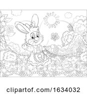 Poster, Art Print Of Black And White Female Bunny Rabbit With A Basket Of Easter Eggs