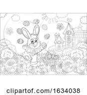 Black And White Bunny Rabbit Juggling Easter Eggs
