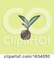 Poster, Art Print Of Modern Line Logo Mark Templates Or Icon Of Sprouting Seed On Yellow Background