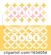Poster, Art Print Of Abstract Sale Banner Template Design With Pastel Colored Geometric Pattern With Circles And Stars In A Yellow And Pink