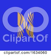 Poster, Art Print Of Logo Mark Template Or Icon With Two Elegant Hands Look Like Letter N On Blue Background