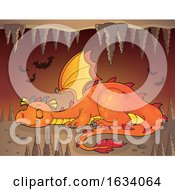 Poster, Art Print Of Sleeping Dragon In A Cave