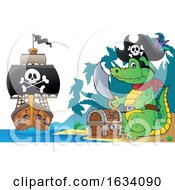 Poster, Art Print Of Pirate Crocodile On A Beach