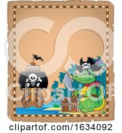 Poster, Art Print Of Pirate Crocodile Parchment Border