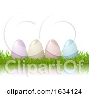 Poster, Art Print Of Easter Eggs In Grass On A White Background