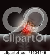 3D Medical Background With Male Figure With Neck Bones Highlighted In Pain