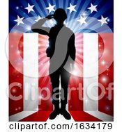 Soldier Saluting American Flag Background