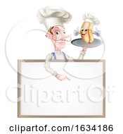 Poster, Art Print Of Hotdog Cartoon Chef Pointing