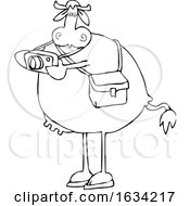 Poster, Art Print Of Cartoon Black And White Cow Photographer Taking Pictures