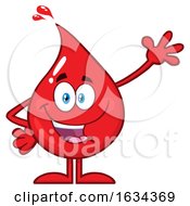 Blood Or Hot Water Drop Mascot Waving
