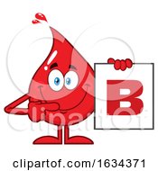 Blood Drop Mascot Holding A Type B Sign