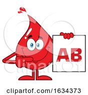 Blood Drop Mascot Holding A Type AB Sign