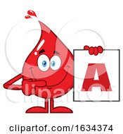 Blood Drop Mascot Holding A Type A Sign