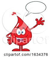 Blood Or Hot Water Drop Mascot Talking And Waving