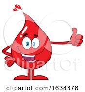 Blood Or Hot Water Drop Mascot Holding A Thumb Up