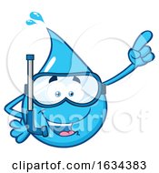 Poster, Art Print Of Water Drop Mascot Character Wearing Snorkel Gear