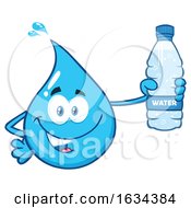 Poster, Art Print Of Water Drop Mascot Character Holding A Plastic Bottle