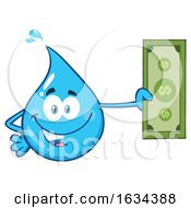 Poster, Art Print Of Water Drop Mascot Character Holding Cash Money