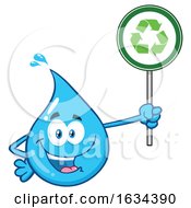 Poster, Art Print Of Water Drop Mascot Character Holding A Recycle Sign