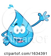 Water Drop Mascot Character Waving