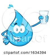 Poster, Art Print Of Water Drop Mascot Character Holding Up A Glass