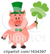Poster, Art Print Of St Patricks Day Pig Holding A Shamrock