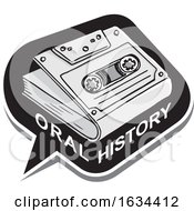 Poster, Art Print Of Grayscale Oral History Speech Balloon With A Cassette Tape Book
