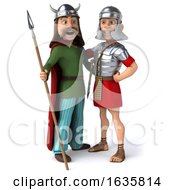 3d Gaul Warrior And Roman Legionary Soldier On A White Background