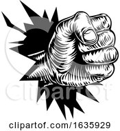 Poster, Art Print Of Fist Hand Breaking Background Or Wall