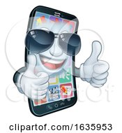 Mobile Phone Cool Shades Thumbs Up Cartoon Mascot