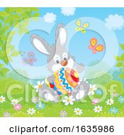 Poster, Art Print Of Bunny Rabbit Sitting With An Easter Egg