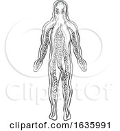 Poster, Art Print Of Alien Octopus Inside Human Body Drawing Black And White