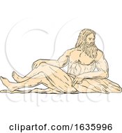 Poster, Art Print Of Hercules Reclining Looking To Side Drawing
