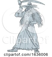 Poster, Art Print Of Ankou Henchman Of Death With Scythe Drawing