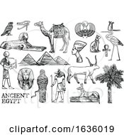 Poster, Art Print Of Black And White Sketched Ancient Egyptian Icons