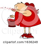 Poster, Art Print Of Cartoon Chubby Cupid Blowing Valentines Day Heart Confetti