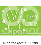 Poster, Art Print Of Easter Background With Bunny Outline And Daisies