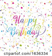 Poster, Art Print Of Happy Birthday Background With Streamers And Confetti