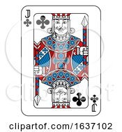 Poster, Art Print Of Playing Card Jack Of Clubs Red Blue And Black