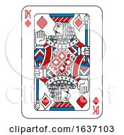 Poster, Art Print Of Playing Card King Of Diamonds Red Blue And Black
