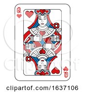 Playing Card Queen Of Hearts Red Blue And Black