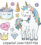 Poster, Art Print Of Cute Unicorn Party Theme Icons
